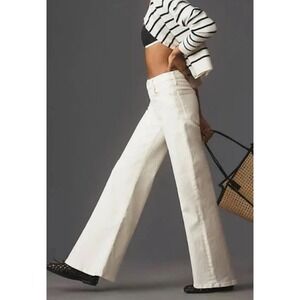 Etica Stanton Relaxed Wide Leg White Jeans NWOT Women's Size 28 $188 MSRP Denim